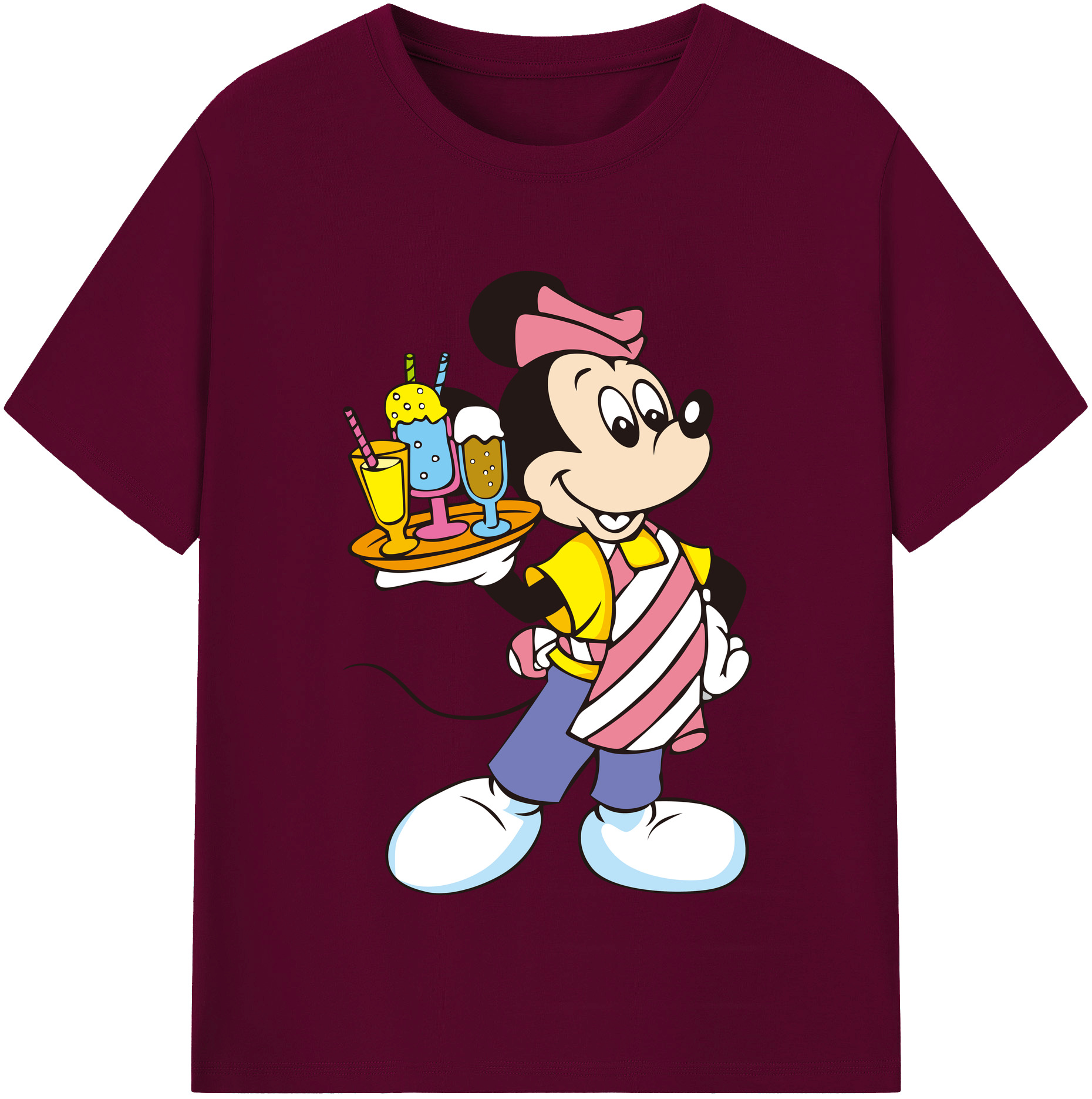 （画像用） ミッキーマウス Mickey Mouse レディースカジュアルプリントTシャツ（綿100％）
